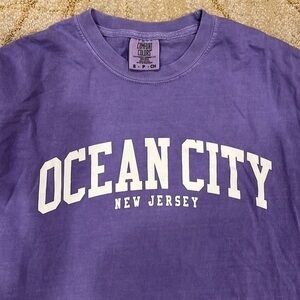🚣‍♀️🍕🪻Ocean City long sleeve t-shirt purple heavyweight 100% ringspun cotton